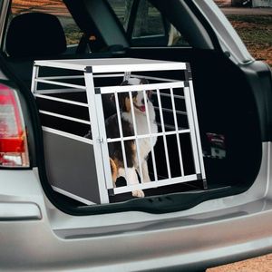 Trasportino per Animali Domestici in Alluminio Nero e Argento 35 X 25 X 27 Pollici, Box da Auto per Cani e Gatti - Product Image 2