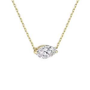 Collier pendentif en or 14 carats avec diamant naturel taille marquise, bijou élégant et minimaliste, tendance, cadeau pour femme - Product Image 3