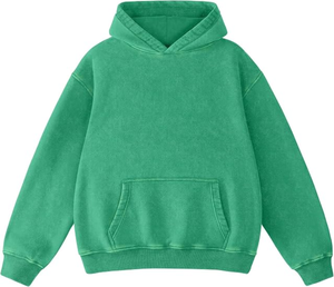 Sudadera con Capucha Verde Unisex, Holgada, de Color Sólido, Informal, con Bolsillos, Tejido de Felpa Francesa, para Otoño - Product Image 1