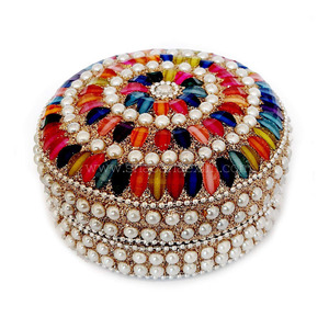 Caja de Almacenamiento para Joyas con Cuentas Coloridas, Caja de Pastillas Hecha a Mano en Jaipur, India, Caja de Terciopelo Verde para Pulseras - Product Image 5
