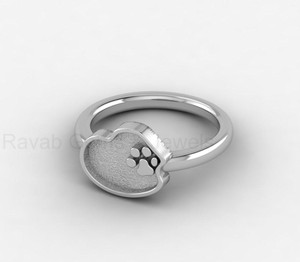 Solid 925 Sterling Silver 14k Gold Plated Dog Paw Blank Bezel Setting <b>Ring</b> Breastmilk DIY Resin Jewelry Findings - Product Image 6