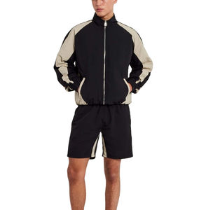 Ensemble deux pièces coupe-vent décontracté pour homme, avec veste à capuche et short, 100 % polyester, OEM - Product Image 5
