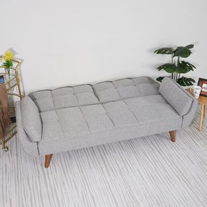 Divano letto convertibile grigio chiaro da 75 pollici con braccioli a campana - Product Image 4