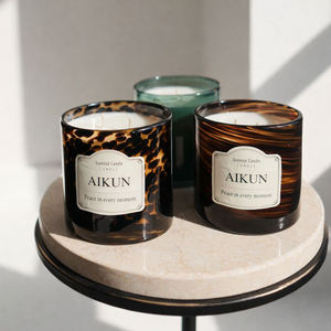 Velas aromáticas AIKUN de cera de soja natural en frasco de vidrio con logo personalizado, regalo de fragancia de lujo para el hogar - Product Image 1