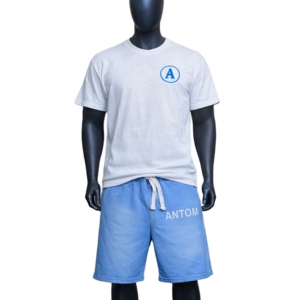 Ensemble de vêtements d'été pour homme avec logo personnalisé, style vintage, short et t-shirt en coton tricoté à rayures contrastées - Product Image 3