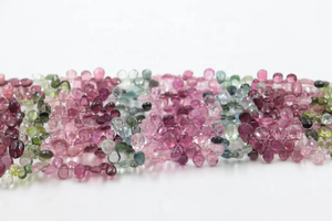 Cuentas Facetadas de Turmalina Multicolor Natural, Corte Pera, 5*7mm, Hilo de 8 Pulgadas para la Fabricación de Joyas - Product Image 3