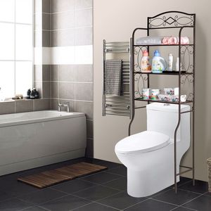 Spedizione Gratuita: Scaffale Metallico a 3 Ripiani da Posizionare Sopra il WC, Collezione YJ, Eleganti Mensole per il Bagno - Product Image 1