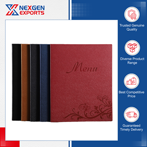 Nexgen Exports, Fabricante Indio, Carpeta de Menú de Cuero PU Hecha a Mano, Estilo Lujoso, Calidad Estándar, Logotipo Personalizado OEM/ODM - Product Image 2