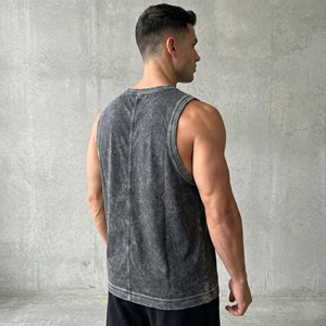 OEM Custom Men's Oversized Mineral Wash <b>Tank</b> <b>Top</b> Heavyweight Blank Muscle Tee Wholesale Blank Heavyweight Gym Singlet - Product Image 3