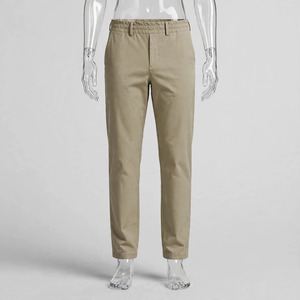 Pantalones de Hombre Beige de Corte Recto, Cintura Elástica, Antiarrugas, con Bolsillos Laterales, Estilo Casual Elegante para Primavera - Product Image 2