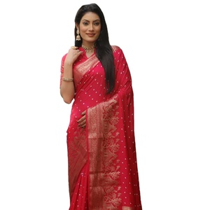 Hermoso Sari de seda de Bollywood con hermosa colección de Sari elegante y bonita de seda Bandhej Kanjivaram - Product Image 1