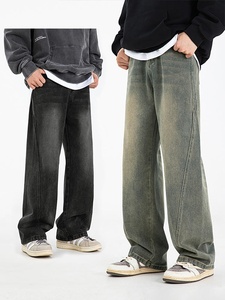 กางเกงยีนส์แฟชั่นทรงดินสอสำหรับผู้ชาย สไตล์วินเทจ ล้างสีแบบ Monkey Wash พร้อมป้ายหนัง ทรงเข้ารูปแบบลำลอง - Product Image 5