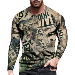 Camiseta de sublimación de alta calidad 100% algodón para hombre, manga larga, corte holgado, estampada, de gran venta. - Product Image 6