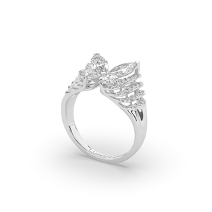 Bague de fiançailles de luxe en or 10K/14K avec diamant de laboratoire poire marquise 2,18 carats taille brillant, design unique et léger - Product Image 5