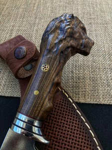 Cuchillo de Supervivencia Hecho a Mano OEM, Hoja de Acero Inoxidable, Mango de Madera Tallada, Funda de Cuero, Herramienta de Camping de Alta Calidad para Exteriores - Product Image 5