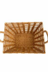 FARAS L Handwoven Water Hyacinth Storage <b>Basket</b> With Handles Natural Woven Organizer Home Decor Eco Friendly <b>Basket</b> - Product Image 4