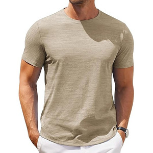 T-shirt en coton doux pour homme - T-shirt uni décontracté et habillé à col rond, T-shirt homme confortable de qualité supérieure coupe classique - Product Image 1