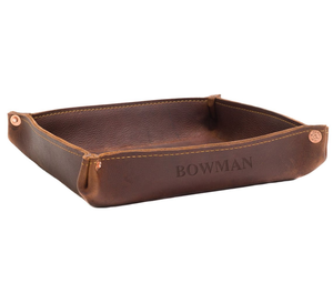 Brown Leather Valet <b>Tray</b> with Snap Fasteners Foldable Square <b>Desk</b> <b>Organizer</b> Catchall <b>Tray</b> for Keys Wallet Coins and Home Office - Product Image 4