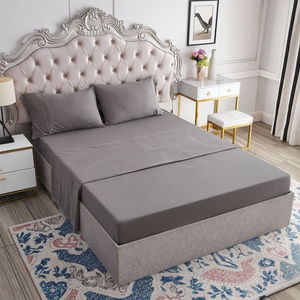 Trendy Queen Size Bed <b>Sheets</b> Set 300 Thread Count Bamboo Fabric for <b>Flat</b> <b>Fitted</b> <b>Sheet</b> Sets - Product Image 1