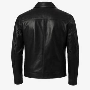 Nuevas llegadas: Chaqueta de cuero vintage negra con cremallera y logotipo personalizado para hombre, chaqueta con cuello, chaqueta de invierno de alta calidad. - Product Image 2