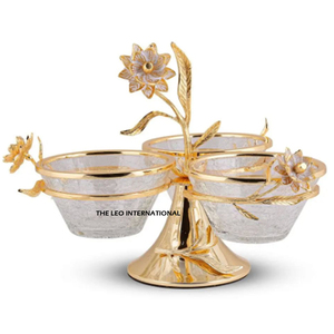 Sucrier en verre simple et magnifique, avec base et couvercle finis en or brillant, pour une décoration luxueuse. - Product Image 2
