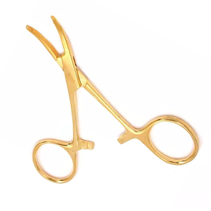 Fine quality stainless steel low price <b>gold</b> handle polish satin mosquito hemostatic Forceps self needle holder locking forceps - Product Image 5
