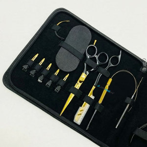 Kit d'outils professionnels pour extensions de cheveux avec pince multifonctionnelle, ouvre-microperles et pince à maillons, logo noir et or - Product Image 3