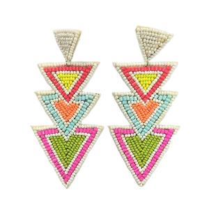 Pendientes Étnicos Bordados con Cuentas de Semillas para Boda y Compromiso, Hechos a Mano en India, Colores Personalizados para Mujeres y Niñas - Product Image 1