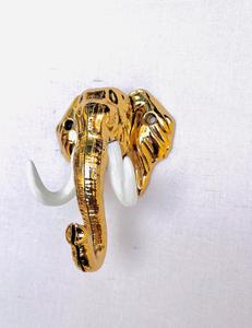 Manija de Puerta de Latón con Diseño de Cabeza de Elefante Dorada con Acabado Antiguo, Manija Metálica para Entrada de Oficina u Hotel, Resistente al Agua - Product Image 1