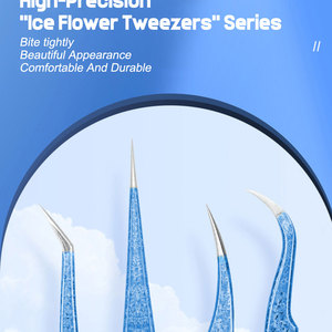 Pince à cils Ice Flower antistatique 3D de précision professionnelle pour extensions de cils et sourcils, outils de maquillage pour grossistes - Product Image 4