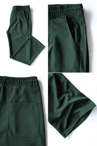 Pantalon de survêtement pour homme, vert foncé, taille élastique, plissé, décontracté, en polyester mi-lourd, séchage rapide, couleur unie, style automne - Product Image 5