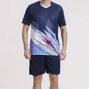 เสื้อแบดมินตันผู้ชายแบบกำหนดโลโก้เอง โลโก้ทีม โพลีเอสเตอร์ แขนสั้น ระบายอากาศ แห้งเร็ว ไซส์ใหญ่ ชุดฝึกซ้อม ชุดทีม - Product Image 5