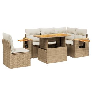 Set Divano da Giardino Modulare in Rattan PE Beige, Arredamento da Esterno dal Design Contemporaneo, Resistente ai Raggi UV, con Cuscini in Schiuma ad Alta Densità - Product Image 2