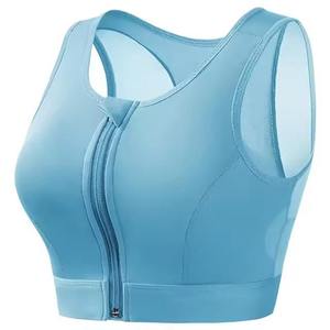 Breathable Quick Dry Zipper Up Sexy Fit <b>Tops</b> Cropped Mesh Workout Sports Bras Seamless Front <b>Zip</b> Yoga & Gym Bra Activewear - Product Image 1