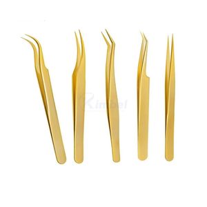Pinzas Curvas para Pestañas en Oro Rosa, Pinzas Profesionales para Extensión de Pestañas de Volumen, para Recoger con Precisión, Accesorios de Salón - Product Image 2