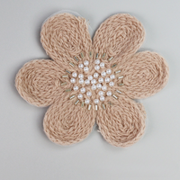 Appliques en tissu chenille perlé, fleurs 3D au crochet, PVC à coudre pour sacs et chaussures