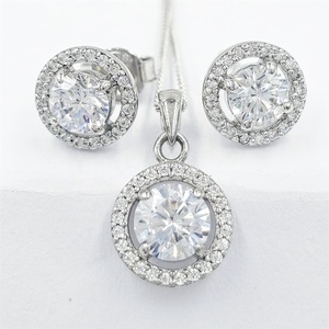 สร้อยคอจี้ทรงกลมประดับเพทายคลาสสิก ชุบโรเดียมเงินแท้ 4 ชั้น - Product Image 2