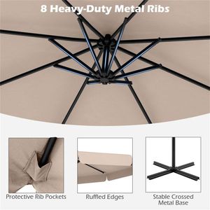 Ombrellone a braccio da 3 metri per patio, design elegante per esterni, protezione solare - Product Image 5