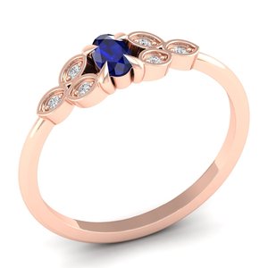 Bague REYES en or massif 14 carats avec saphir bleu taille ovale de 0,21 carat, certifiée GRA, en moissanite, pierre de naissance pour femme - Product Image 2