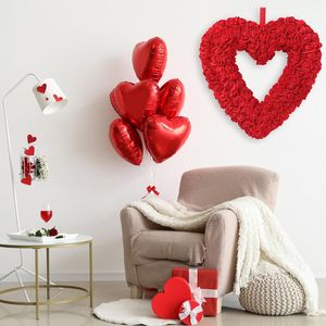 Ghirlanda a Forma di Cuore per San Valentino da 13 Pollici, Ghirlanda di Rose Rosse Artificiali in Schiuma per Porta d'Ingresso, Finestra, Parete, Casa, Matrimonio, Festa - Product Image 5