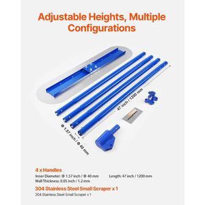 Vibratore per calcestruzzo in magnesio Bull Float 47,24 x 7,28 pollici con 4 maniglie sostituibili in lega di alluminio - Product Image 6