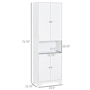 Freestanding European Bathroom Linen Tower Simple <b>Tall</b> <b>Storage</b> PVC MDF Cabinet Adjustable Shelves Double Door White for Hotels - Product Image 3