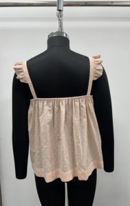 Haut d'été sans manches à volants, détails en dentelle, coupe classique, en coton tissé, col cœur, bretelles spaghetti, ourlet évasé, plissé, uni - Product Image 2