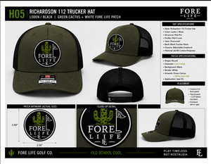 หมวกแก๊ป FORE LIFE GOLF CO. Richardson 112 รุ่น Trucker สีดำ ตาข่ายปรับได้ พร้อมปักลายกระบองเพชรสีเขียว สำหรับทุกเพศ - Product Image 6