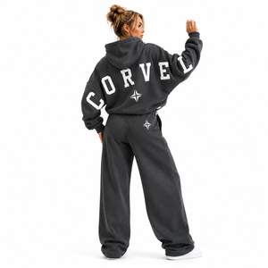 Conjunto Deportivo de Felpa de Algodón para Mujer, Sudadera Oversize Lavanda con Estampado de Letras Personalizado en la Espalda y Pantalones Jogger de Pierna Ancha, Venta al por Mayor Directo de Fábrica - Product Image 5