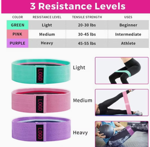 Ensemble de bandes de résistance en tissu antidérapant – Bandes de hanche personnalisables avec logo pour femmes, idéales pour la gym, le yoga et les exercices des fessiers (Vente directe usine) - Product Image 3