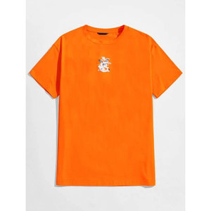 Camiseta Urbana con Estampado Gráfico, Cuello Redondo, Algodón Suave, Manga Corta, Estilo Holgado, Ropa Cómoda y a la Moda - Product Image 1