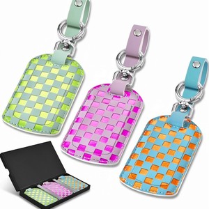 3 étiquettes de bagage en cuir approuvées, motif géométrique, pour valise, femme, voyage, longs trajets, logo personnalisé, promotion - Product Image 1
