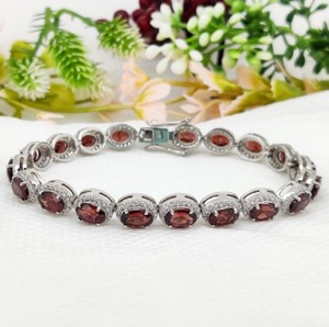 Natural Garnet Stone <b>Charm</b> Bracelet 925 Sterling Silver Gold Plated Red Gemstone Crystal Handmade Luxury Jewelry for Unisex - Product Image 3