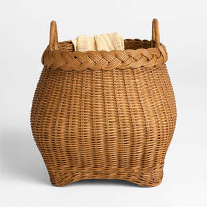 Round <b>Belly</b> Rattan Storage <b>Basket</b> Handwoven Organizer <b>Basket</b> Decorative Storage <b>Basket</b> For Living Room Accent And Storage - Product Image 2
